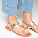 CYPRESS Sandale brillante en cuir