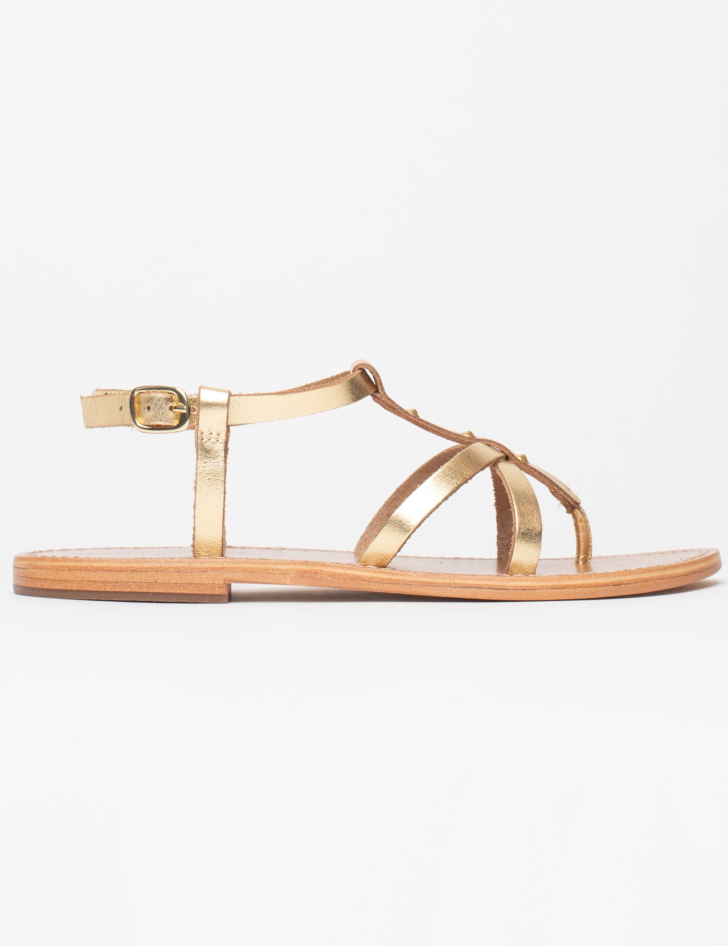 DIAGONAL Sandale brillante en cuir
