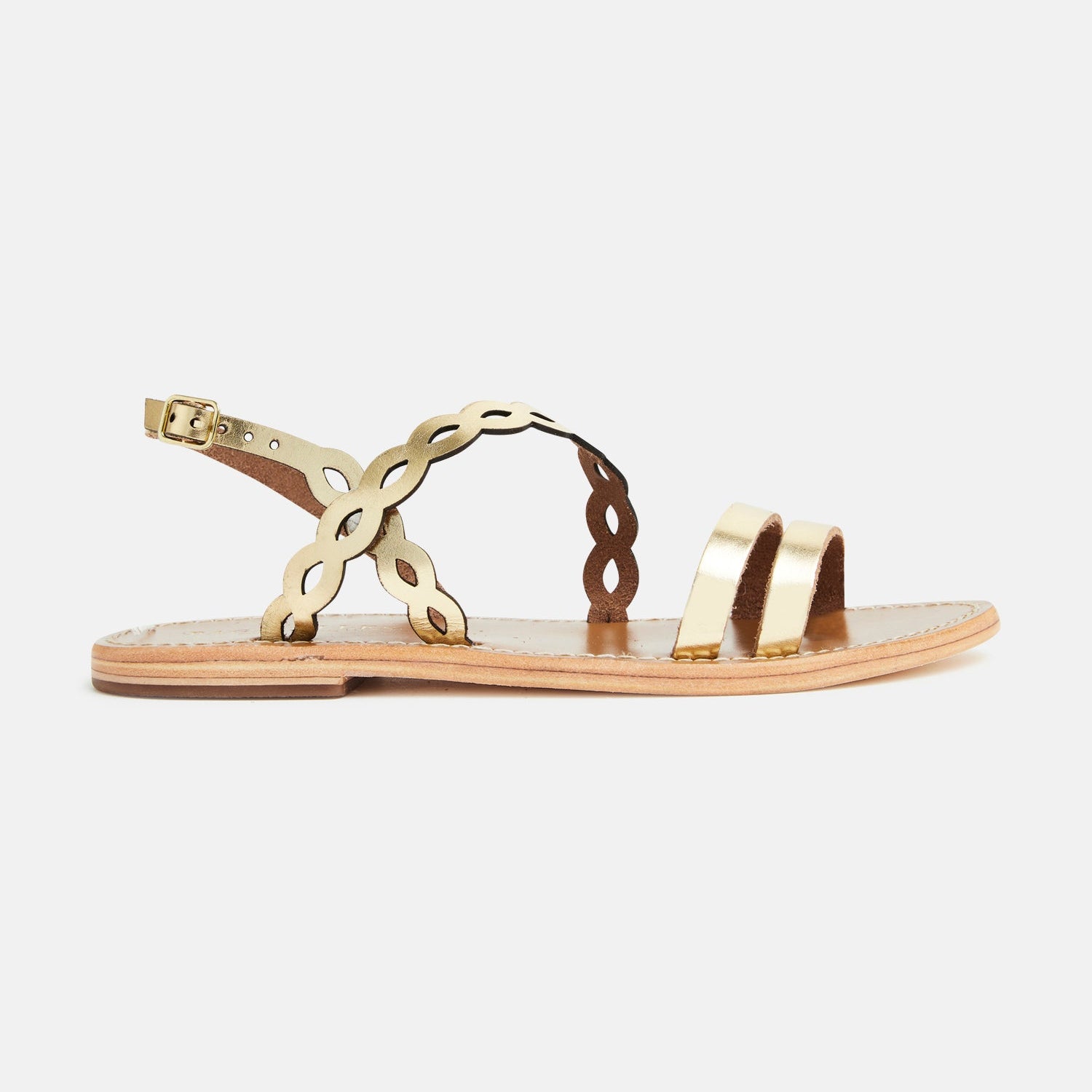 AGRATA Sandale brillante en cuir